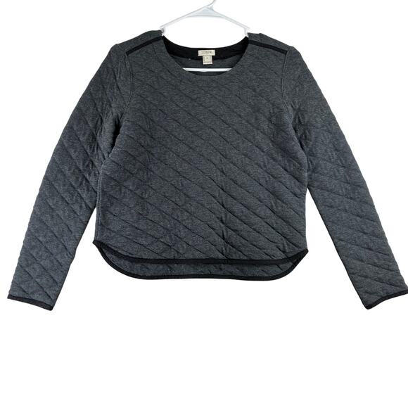 J Crew Quilted Crop Sweater Women's Oversized XS Soft 100% Cotton Poly Filled - Picture 1 of 8